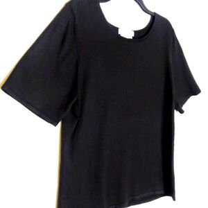 NWT Nancy Bolen City Girl Women's Size XLarge Black Short Sleeve Knit Top